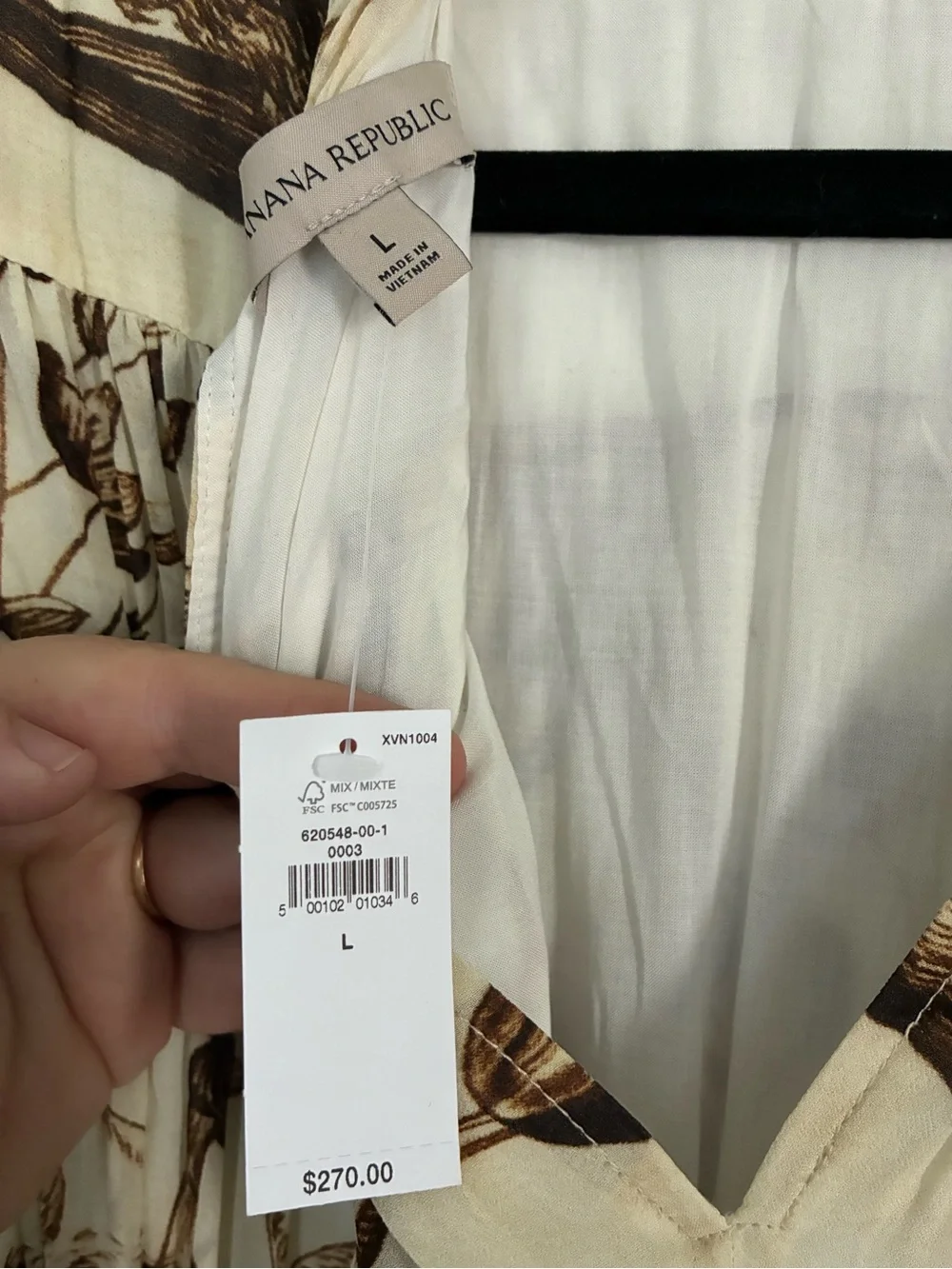 Banana Republic Cream Maxi Dress with Brown Floral Print
